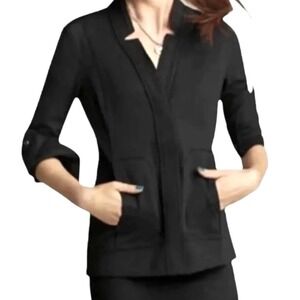 Cabi Zip Front Jacket Women Small black Excellent High-Low Hem
